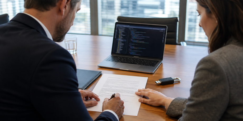 Australian business leaders reviewing IP ownership and data access controls before signing an offshore software development contract