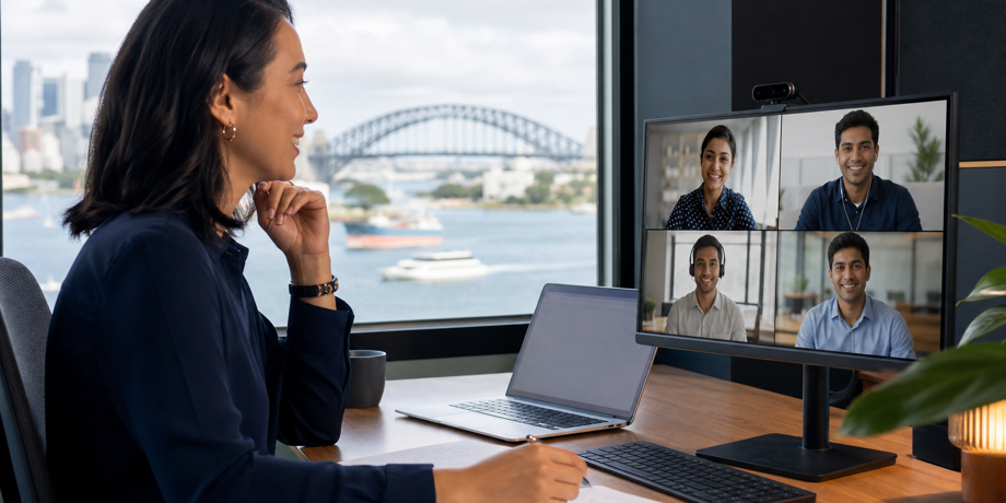 Australian business leader collaborating remotely with an offshore software development team for long-term partnership
